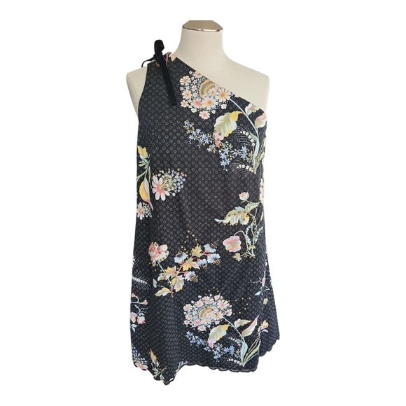 Maeve Anthropologie Floral One-Shoulder Dress Studs 6 - Picture 1 of 13